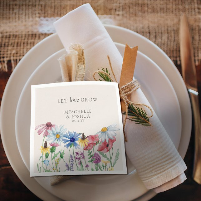 Guardanapo De Papel Deixe O Amor Cultivar O Casamento Floral Do País D (Let love grow wildflower napkins - perfect for engagement party, bridal shower, wedding ..)