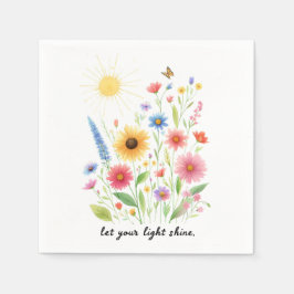 Guardanapo De Papel Deixe sua luz brilhar flores e sol