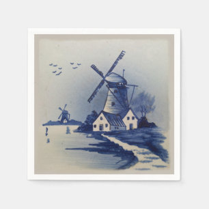 Guardanapo De Papel Delft azul e branco do vintage