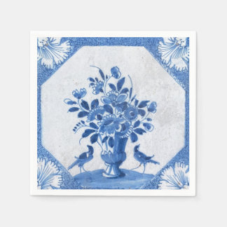 Guardanapo De Papel Delft Blue Birds floral Country Toile