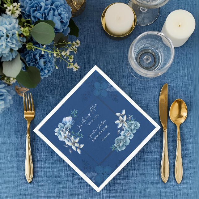 Guardanapo De Papel Delft Blue White Chinoiserie Floral Bridal Shower  (Criador carregado)