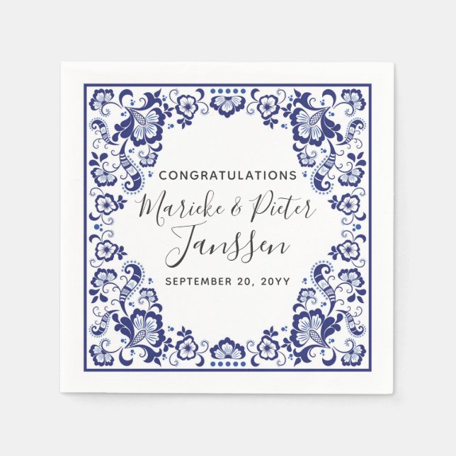 Guardanapo De Papel Delfts Blauw Delft Blue Dutch WedJanto (Frente)