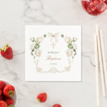 Delicadas Rosas de Marfim Quadro Batismo