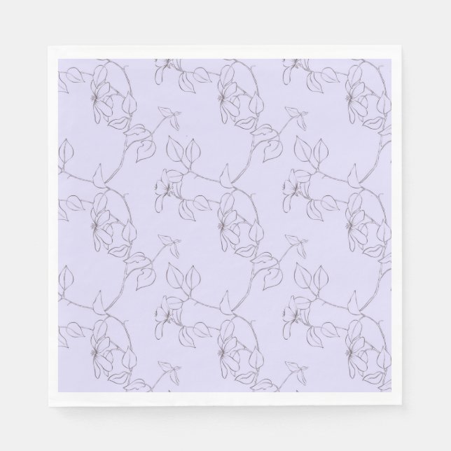 Guardanapo De Papel Delicado floresce linha-tronco foliar arte lilás p (Frente)