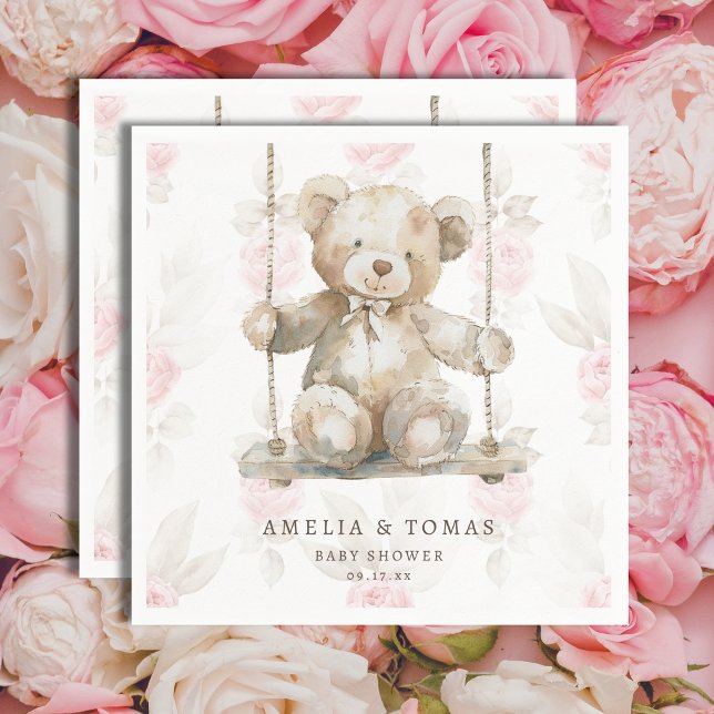 Guardanapo De Papel Delicar Beige Urso Rosa Rosa Rosa Menina (Criador carregado)