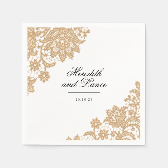 Guardanapo De Papel Delicar Casamento Preto e Dourado de Script (Frente)