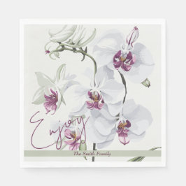 Guardanapo De Papel Delicar White Orchids Painting Paper Napkin
