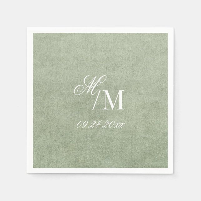 Guardanapo De Papel Delicate Elegant Minimal Sage Green Wedding (Frente)