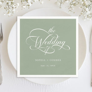 Guardanapo De Papel Delicate Elegant Script Wedding Sage Green