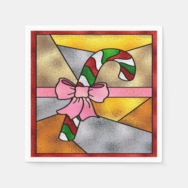 Guardanapo De Papel Delicioso Candycane & Laço Rosa (Frente)