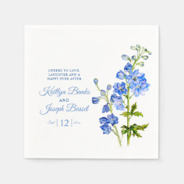 Guardanapo De Papel Delphinium floresce azul aquarela casamento