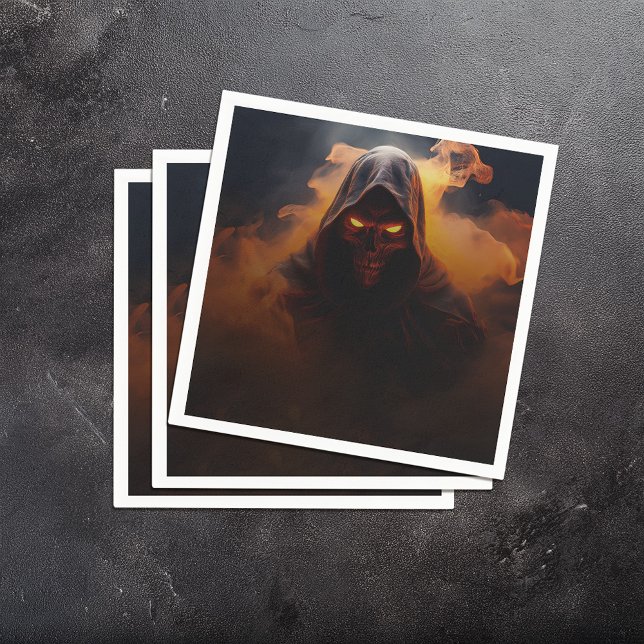 Guardanapo De Papel Demônio escuro com fumaça alaranjada halloween (Criador carregado)