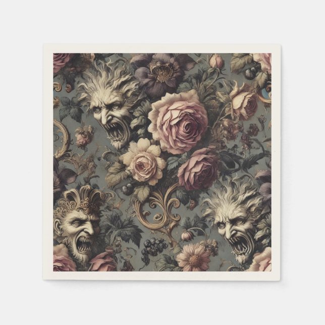 Guardanapo De Papel Demons of Delinquency – Gothic Floral Design (Frente)
