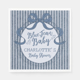 Guardanapo De Papel Denim Coquette Bow Blue Jean Baby Shower
