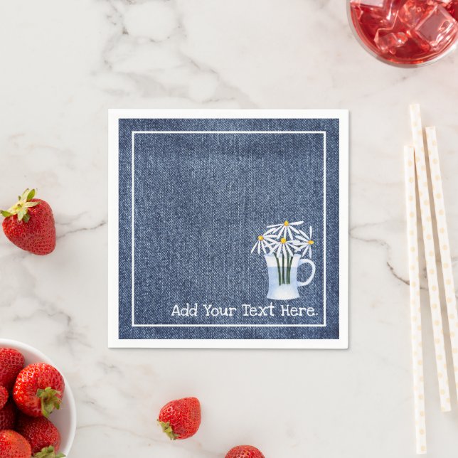 Guardanapo De Papel Denim E Margaridas (Insitu)