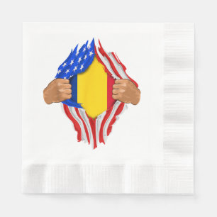 Guardanapo De Papel Dentro de Sangue Romeno - Camiseta Romênia Bandeir