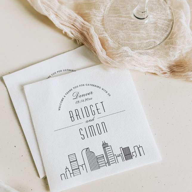 Guardanapo De Papel Denver Deco Skyline | Evento de Casamento Napkins (Criador carregado)