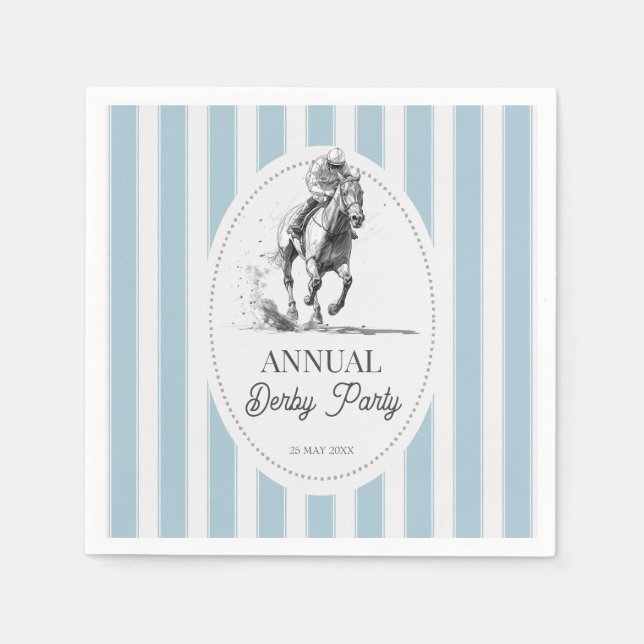 Guardanapo De Papel Derby horse racing party retro stripes monogrammed (Frente)