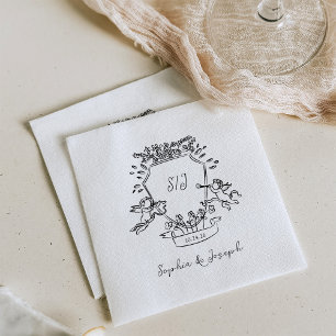 Guardanapo De Papel Descanso de Mão Desenhado com Cherubs e Casamento
