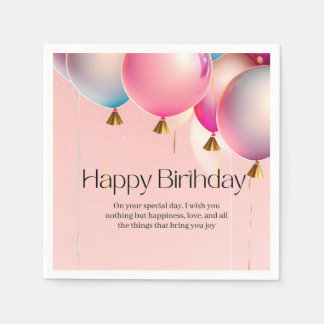 Guardanapo De Papel Desejos de Aniversário Rosa