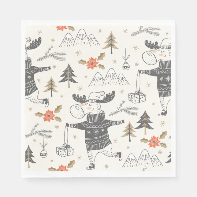 Guardanapo De Papel Desenho de alce festivo (Frente)