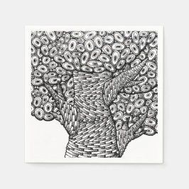 Guardanapo De Papel Desenho de árvore abstrata com formas ovais de des