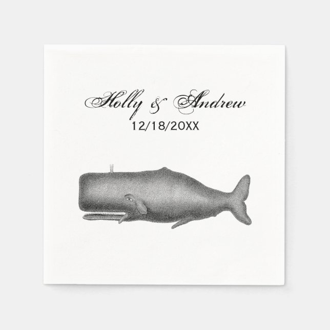 Guardanapo De Papel Desenho de baleia do século XIX (Frente)