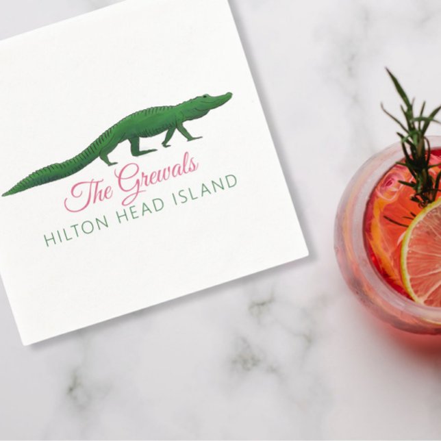 Guardanapo De Papel Desenho de Casamento de Jacaré Rosa (Criador carregado)