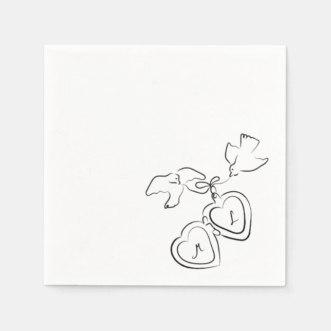 Guardanapo De Papel Desenho De Casamento De Mão Personalizado Coquetel (Frente)