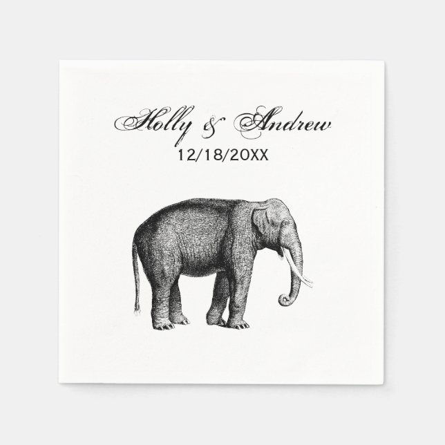 Guardanapo De Papel Desenho de Elefante Vintage (Frente)