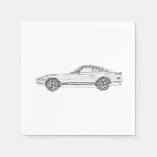 Guardanapo De Papel Desenho de estilo de lápis preto e branco Datsun 