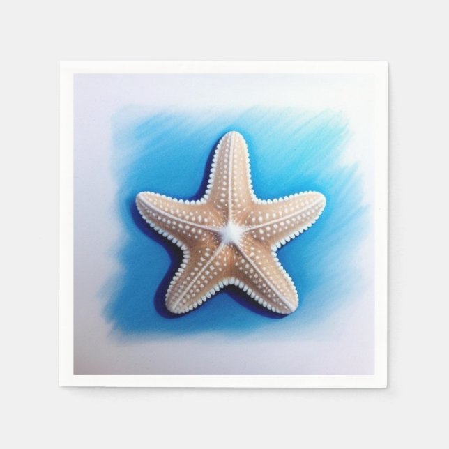 Guardanapo De Papel Desenho de Estrela-do-Mar com Giz de Cera (Frente)