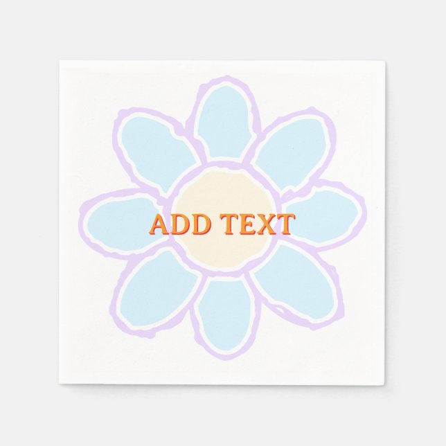 Guardanapo De Papel Desenho de Flor Fofa com Texto Personalizado (Frente)