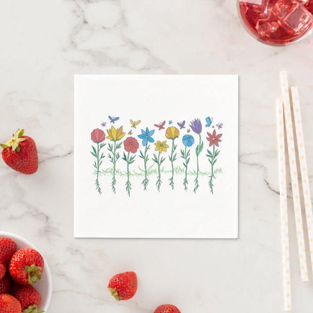 Guardanapo De Papel desenho de flores crescendo (Insitu)