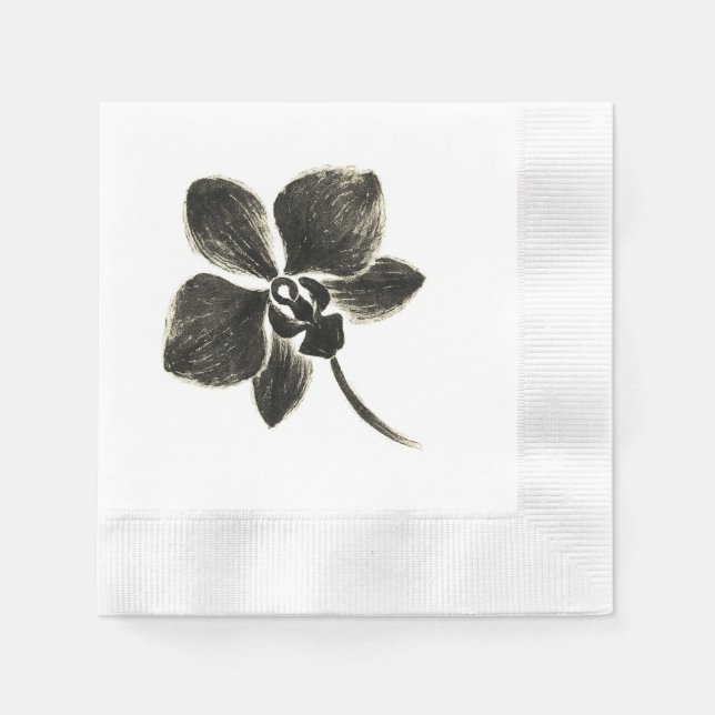 Guardanapo De Papel Desenho de Linha Orquídea - Design de Tinta (Frente)