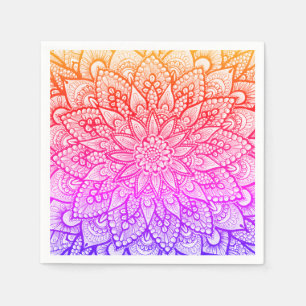 Guardanapo De Papel Desenho de Mandala Multicolorido Arte Original