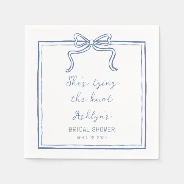 Guardanapo De Papel Desenho de Mão Azul Ela é Casando Napkins (Frente)