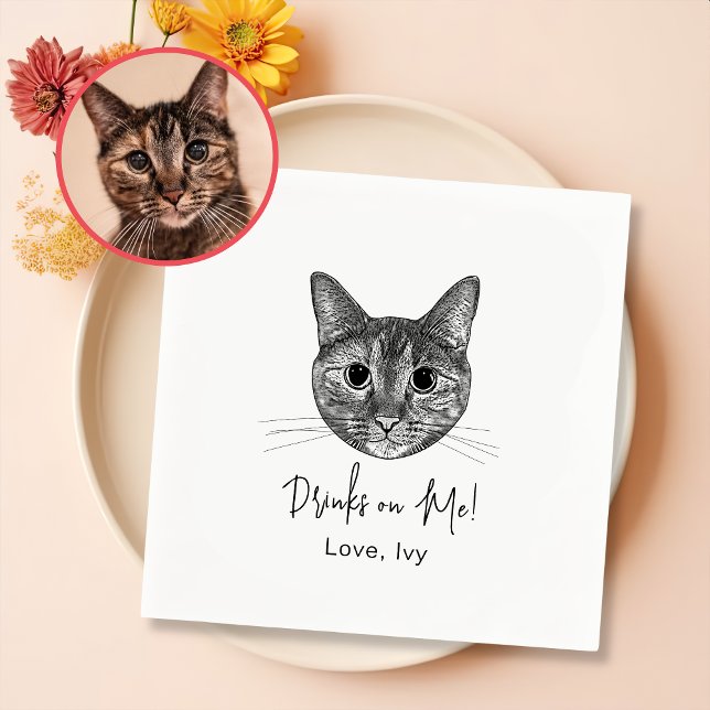 Guardanapo De Papel Desenho de Mão de Gato de Tabby Personalizado (Criador carregado)