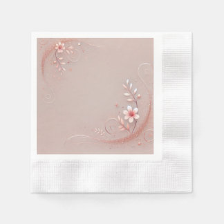 Guardanapo De Papel Desenho de Motivo Floral em Rosa Pastel