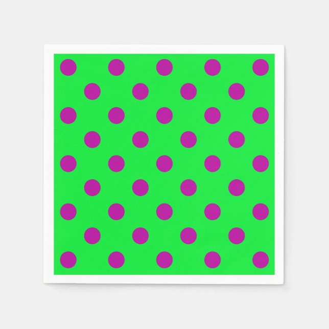 Guardanapo De Papel Desenho de padrão de bolinhas roxas em verde (Frente)