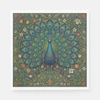 Guardanapo De Papel Desenho de pavão boêmio vintage elegante