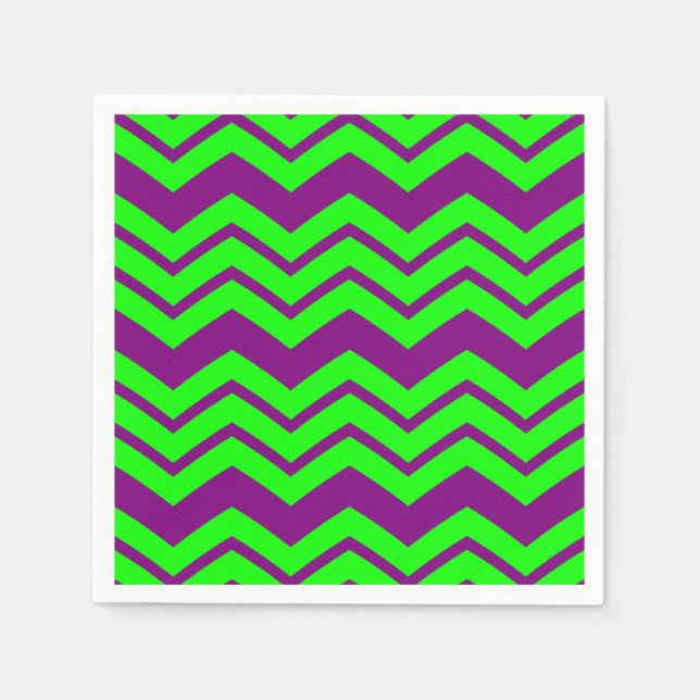 Guardanapo De Papel Desenho de ziguezague em chevron verde roxo (Frente)