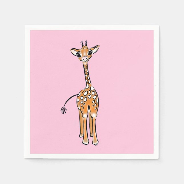 Guardanapo De Papel Desenho girafa bonito, animais safari (Frente)