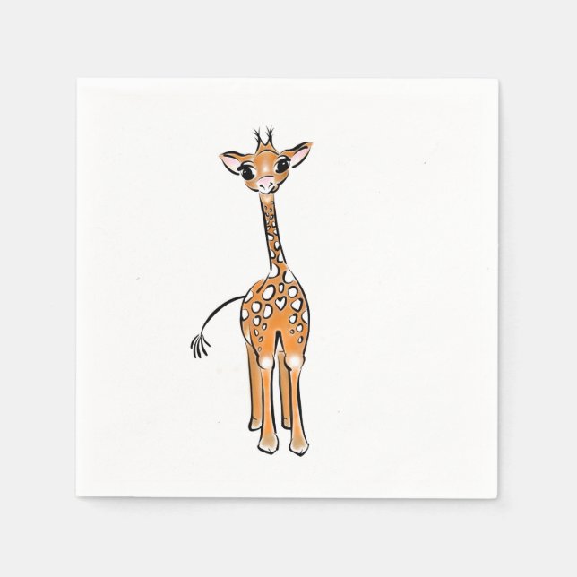 Guardanapo De Papel Desenho girafa bonito, animais safari (Frente)