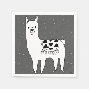 Guardanapo De Papel Desenho Llama preto e branco moderno