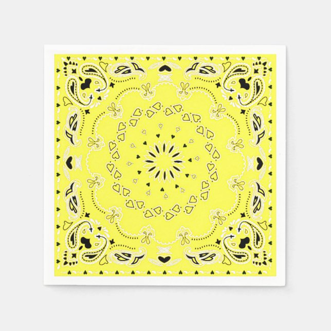 Guardanapo De Papel desenho oriental amarelo (Frente)