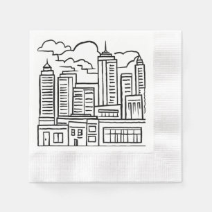 Guardanapo De Papel Desenho Preto e Branco da Silhueta da Cidade