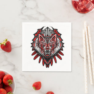 Guardanapo De Papel Desenho Totêmico Tribal Haida de Lobo