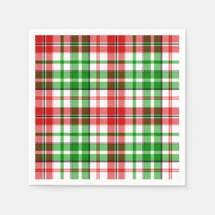 Guardanapo De Papel Desenho Xadrez Escocês Branco Vermelho Verde