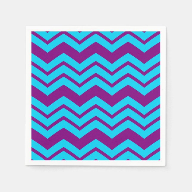 Guardanapo De Papel Desenho Ziguezague Chevron Roxo Azul (Frente)